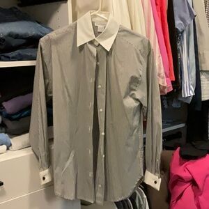 Ann Taylor White and Black Button Down Shirt